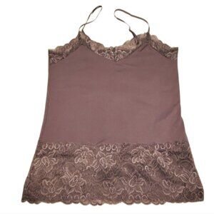 White House Black Market Gray Wide Lace Hem Long Camisole Size M